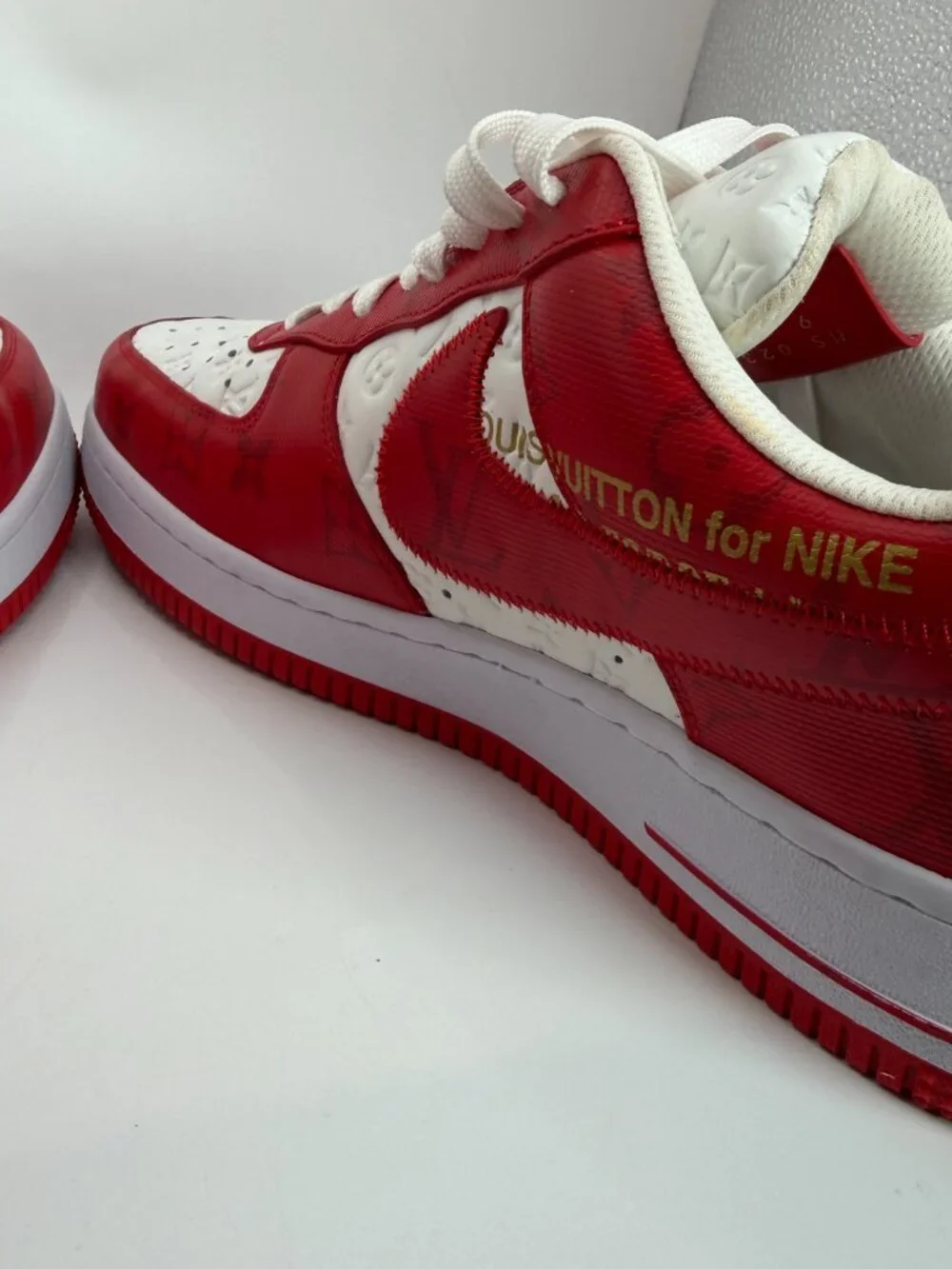 Louis Vuitton x Nike Air Force 1 Low White Red Virgil Abloh DS Size 9 Mens